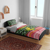 Philippines Christmas Bedding Set with Red-Green Plaid Design, Yellow Lion, and National Coat of Arms Motif - Wonder Print Shop