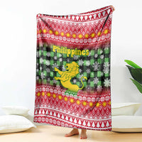 Philippines Christmas Blanket with Red-Green Plaid Design, Yellow Lion, and National Coat of Arms Motif - Wonder Print Shop