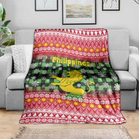 Philippines Christmas Blanket with Red-Green Plaid Design, Yellow Lion, and National Coat of Arms Motif - Wonder Print Shop