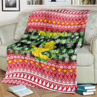 Philippines Christmas Blanket with Red-Green Plaid Design, Yellow Lion, and National Coat of Arms Motif - Wonder Print Shop