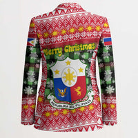 Philippines Christmas Blazer with Red-Green Plaid Design, Yellow Lion, and National Coat of Arms Motif - Wonder Print Shop