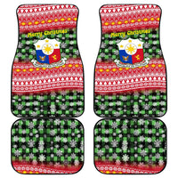 Philippines Christmas Car Mats with Red-Green Plaid Design, Yellow Lion, and National Coat of Arms Motif - Wonder Print Shop