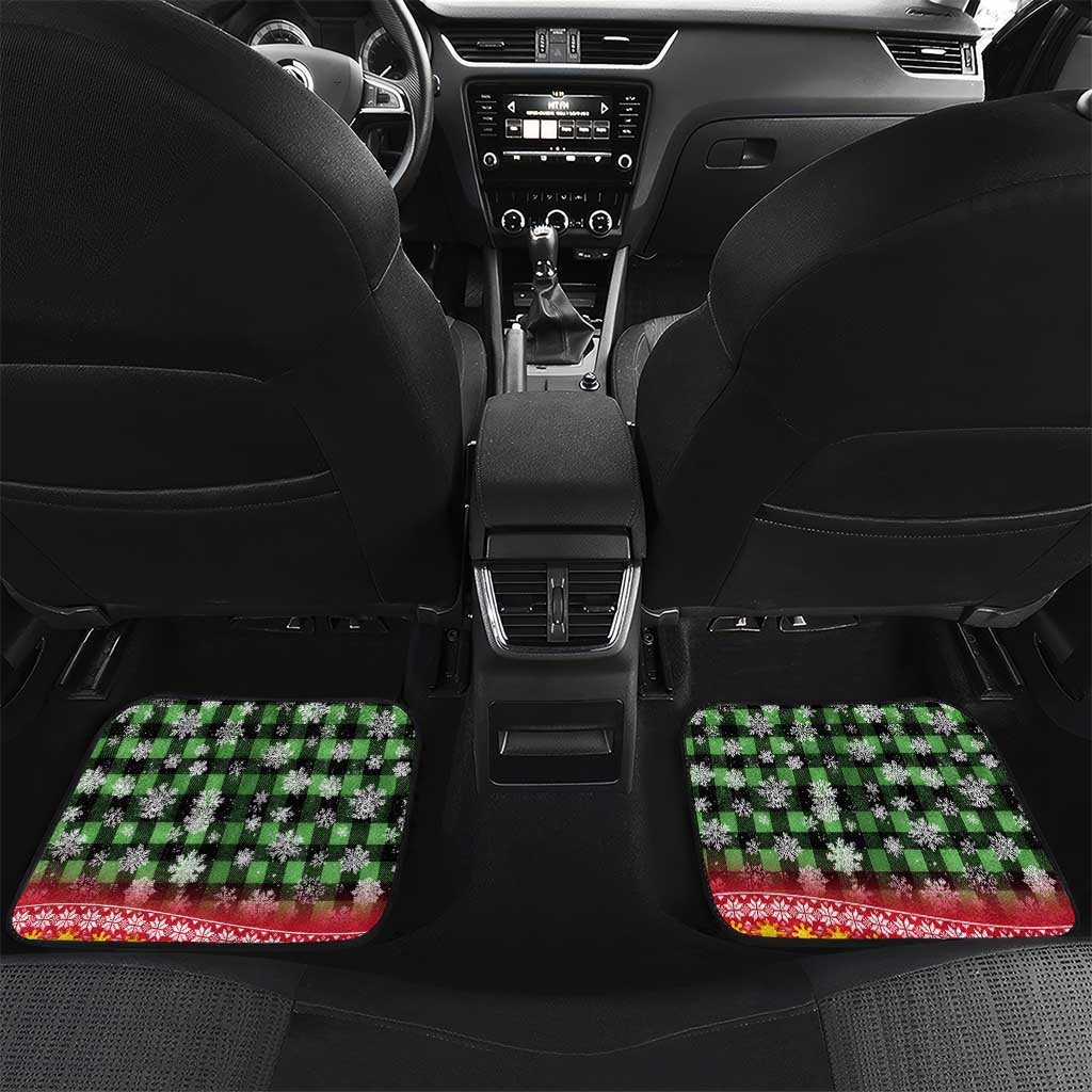 Philippines Christmas Car Mats with Red-Green Plaid Design, Yellow Lion, and National Coat of Arms Motif - Wonder Print Shop