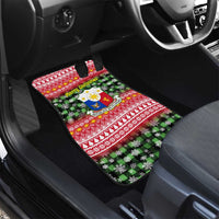 Philippines Christmas Car Mats with Red-Green Plaid Design, Yellow Lion, and National Coat of Arms Motif - Wonder Print Shop