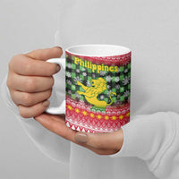 Philippines Christmas Ceramic Mug with Red-Green Plaid Design, Yellow Lion, and National Coat of Arms Motif - Wonder Print Shop