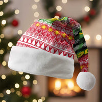 Philippines Christmas Santa Hat with Red-Green Plaid Design, Yellow Lion, and National Coat of Arms Motif - Wonder Print Shop