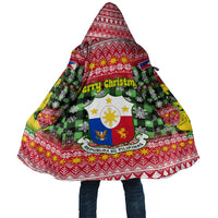 Philippines Christmas Cloak with Red-Green Plaid Design, Yellow Lion, and National Coat of Arms Motif - Wonder Print Shop