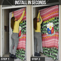 Philippines Christmas Door Cover with Red-Green Plaid Design, Yellow Lion, and National Coat of Arms Motif - Wonder Print Shop
