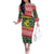 Philippines Christmas Family Matching Off The Shoulder Long Sleeve Dress and Hawaiian Shirt with Red-Green Plaid Design, Yellow Lion, and National Coat of Arms Motif - Wonder Print Shop