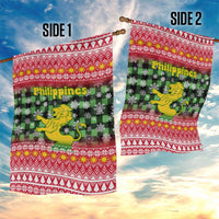 Philippines Christmas Garden Flag with Red-Green Plaid Design, Yellow Lion, and National Coat of Arms Motif - Wonder Print Shop