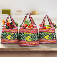 Philippines Christmas Grocery Bag with Red-Green Plaid Design, Yellow Lion, and National Coat of Arms Motif - Wonder Print Shop