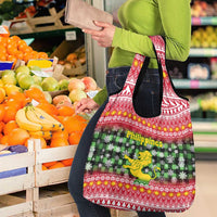 Philippines Christmas Grocery Bag with Red-Green Plaid Design, Yellow Lion, and National Coat of Arms Motif - Wonder Print Shop