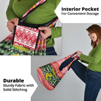 Philippines Christmas Grocery Bag with Red-Green Plaid Design, Yellow Lion, and National Coat of Arms Motif - Wonder Print Shop