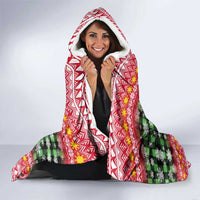 Philippines Christmas Hooded Blanket with Red-Green Plaid Design, Yellow Lion, and National Coat of Arms Motif - Wonder Print Shop
