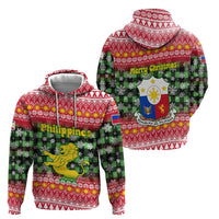 Philippines Christmas Hoodie with Red-Green Plaid Design, Yellow Lion, and National Coat of Arms Motif - Wonder Print Shop