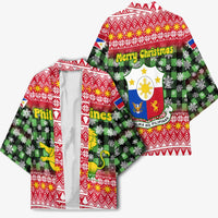 Philippines Christmas Kimono with Red-Green Plaid Design, Yellow Lion, and National Coat of Arms Motif - Wonder Print Shop