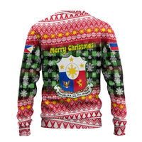 Philippines Christmas Ugly Christmas Sweater with Red-Green Plaid Design, Yellow Lion, and National Coat of Arms Motif - Wonder Print Shop