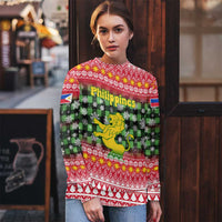Philippines Christmas Ugly Christmas Sweater with Red-Green Plaid Design, Yellow Lion, and National Coat of Arms Motif - Wonder Print Shop