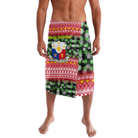 Philippines Christmas Lavalava with Red-Green Plaid Design, Yellow Lion, and National Coat of Arms Motif - Wonder Print Shop