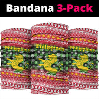 Philippines Christmas Neck Gaiter with Red-Green Plaid Design, Yellow Lion, and National Coat of Arms Motif - Wonder Print Shop