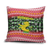 Philippines Christmas Pillow Cover with Red-Green Plaid Design, Yellow Lion, and National Coat of Arms Motif - Wonder Print Shop