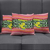 Philippines Christmas Pillow Cover with Red-Green Plaid Design, Yellow Lion, and National Coat of Arms Motif - Wonder Print Shop