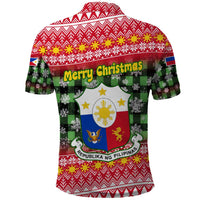 Philippines Christmas Polo Shirt with Red-Green Plaid Design, Yellow Lion, and National Coat of Arms Motif - Wonder Print Shop