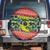 Philippines Christmas Spare Tire Cover with Red-Green Plaid Design, Yellow Lion, and National Coat of Arms Motif - Wonder Print Shop
