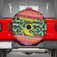 Philippines Christmas Spare Tire Cover with Red-Green Plaid Design, Yellow Lion, and National Coat of Arms Motif - Wonder Print Shop