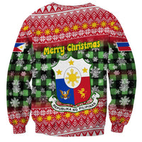 Philippines Christmas Sweatshirt with Red-Green Plaid Design, Yellow Lion, and National Coat of Arms Motif - Wonder Print Shop