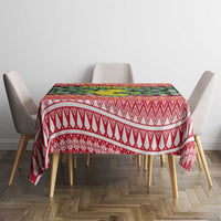 Philippines Christmas Tablecloth with Red-Green Plaid Design, Yellow Lion, and National Coat of Arms Motif - Wonder Print Shop