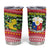Philippines Christmas Tumbler Cup with Red-Green Plaid Design, Yellow Lion, and National Coat of Arms Motif - Wonder Print Shop