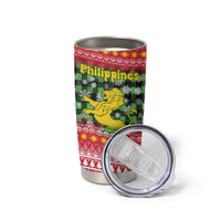 Philippines Christmas Tumbler Cup with Red-Green Plaid Design, Yellow Lion, and National Coat of Arms Motif - Wonder Print Shop