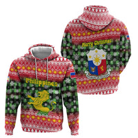 Philippines Christmas Zip Hoodie with Red-Green Plaid Design, Yellow Lion, and National Coat of Arms Motif - Wonder Print Shop