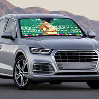 Philippines Christmas Auto Sun Shade with Green Geometric Design, Santa in Barong Tagalog, and National Coat of Arms Motif - Wonder Print Shop