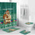 Philippines Christmas Bathroom Set with Green Geometric Design, Santa in Barong Tagalog, and National Coat of Arms Motif - Wonder Print Shop