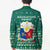 Philippines Christmas Blazer with Green Geometric Design, Santa in Barong Tagalog, and National Coat of Arms Motif - Wonder Print Shop