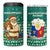 Philippines Christmas 4 in 1 Can Cooler Tumbler with Green Geometric Design, Santa in Barong Tagalog, and National Coat of Arms Motif - Wonder Print Shop