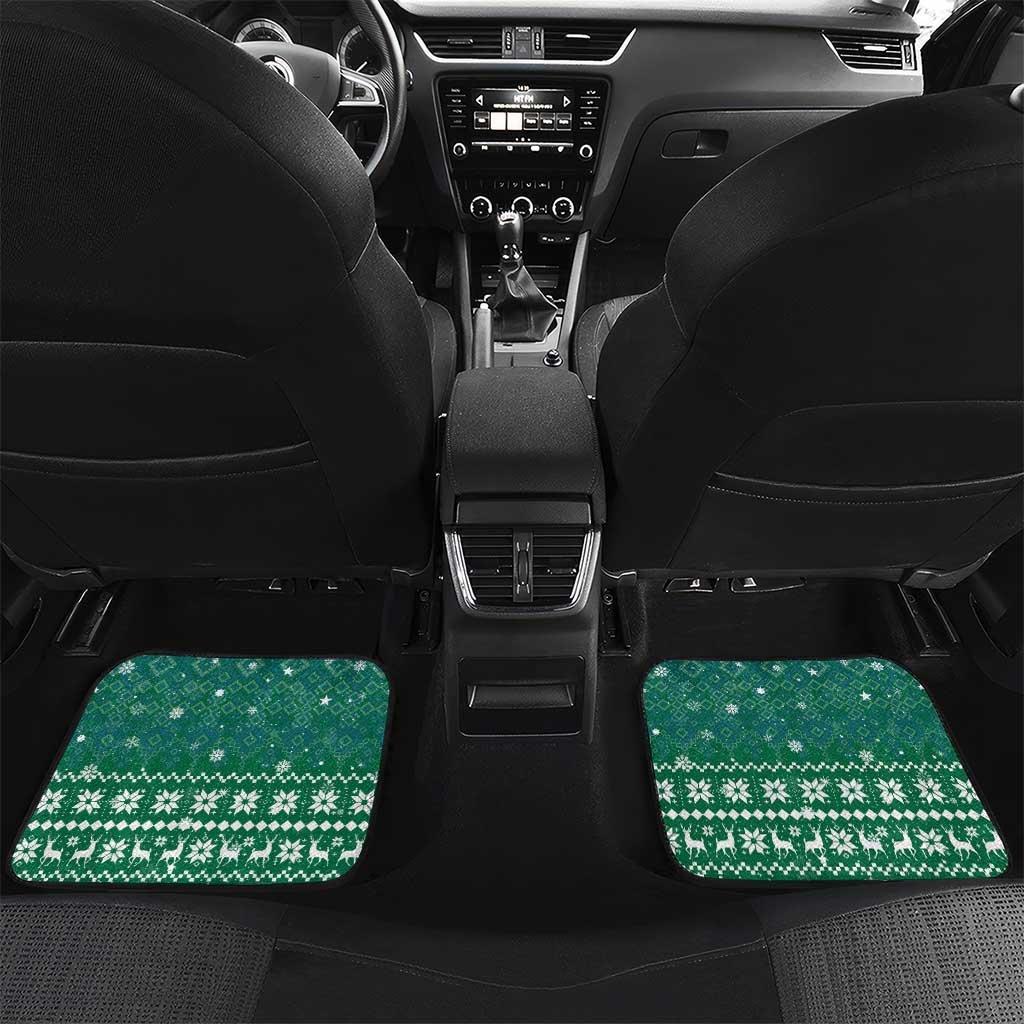 Philippines Christmas Car Mats with Green Geometric Design, Santa in Barong Tagalog, and National Coat of Arms Motif - Wonder Print Shop