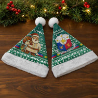 Philippines Christmas Santa Hat with Green Geometric Design, Santa in Barong Tagalog, and National Coat of Arms Motif - Wonder Print Shop