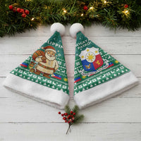 Philippines Christmas Santa Hat with Green Geometric Design, Santa in Barong Tagalog, and National Coat of Arms Motif - Wonder Print Shop