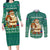 Philippines Christmas Couples Matching Long Sleeve Bodycon Dress and Long Sleeve Button Shirt with Green Geometric Design, Santa in Barong Tagalog, and National Coat of Arms Motif - Wonder Print Shop