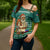 Philippines Christmas Cross Shoulder Shirt with Green Geometric Design, Santa in Barong Tagalog, and National Coat of Arms Motif - Wonder Print Shop