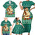 Philippines Christmas Family Matching Short Sleeve Bodycon Dress and Hawaiian Shirt with Green Geometric Design, Santa in Barong Tagalog, and National Coat of Arms Motif - Wonder Print Shop