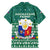 Philippines Christmas Family Matching Short Sleeve Bodycon Dress and Hawaiian Shirt with Green Geometric Design, Santa in Barong Tagalog, and National Coat of Arms Motif - Wonder Print Shop