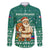 Philippines Christmas Family Matching Tank Maxi Dress and Hawaiian Shirt with Green Geometric Design, Santa in Barong Tagalog, and National Coat of Arms Motif - Wonder Print Shop