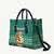Philippines Christmas Leather Bag with Green Geometric Design, Santa in Barong Tagalog, and National Coat of Arms Motif - Wonder Print Shop
