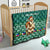 Philippines Christmas Quilt with Green Geometric Design, Santa in Barong Tagalog, and National Coat of Arms Motif - Wonder Print Shop