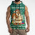 Philippines Christmas Sleeveless Zip Hoodie with Green Geometric Design, Santa in Barong Tagalog, and National Coat of Arms Motif - Wonder Print Shop