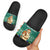 Philippines Christmas Slide Sandals with Green Geometric Design, Santa in Barong Tagalog, and National Coat of Arms Motif - Wonder Print Shop